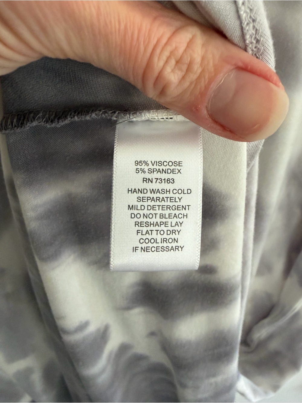Cable & Gauge Gray White Tie Dye Maxi Dress L Soft Stretch V Neck Casual - Picture 5 of 6